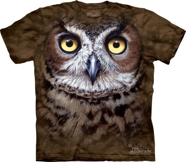 Camiseta - Great Horned Owl Head 100% Algodão